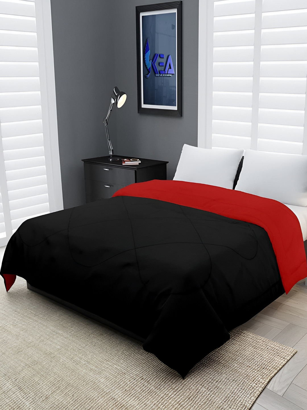 Comfowell Black & Red Heavy Winter 233 GSM Double Bed Comforter