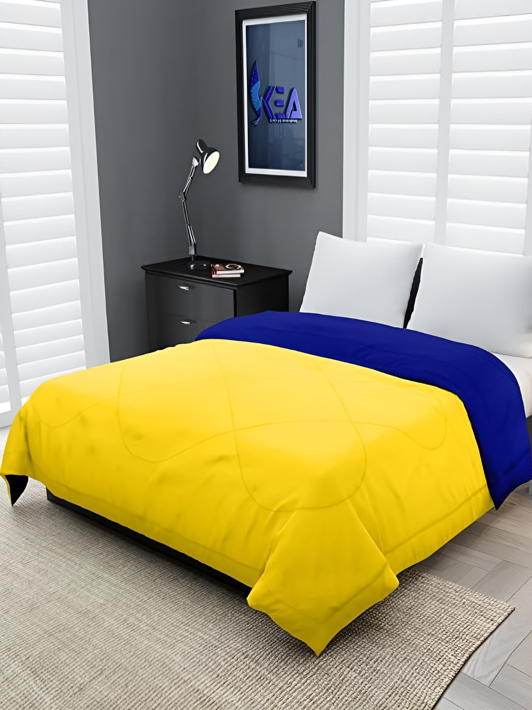 Comfowell Blue & Yellow Heavy Winter 233 GSM Double Bed Comforter