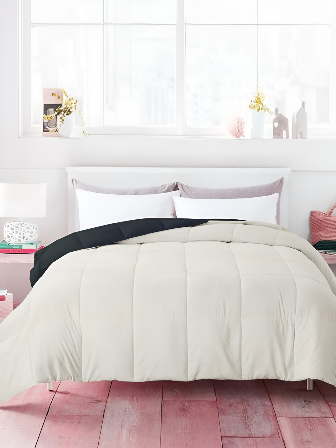 Comfowell Beige & Black Heavy Winter 233 GSM Double Bed Comforter