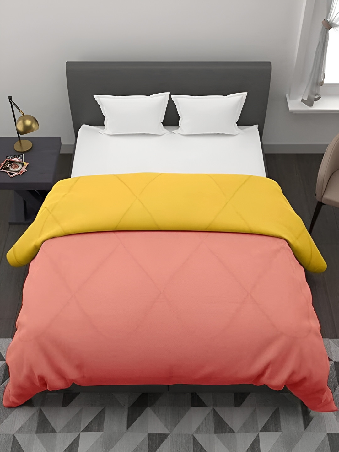 Comfowell Orange & Yellow Heavy Winter 233 GSM Double Bed Comforter