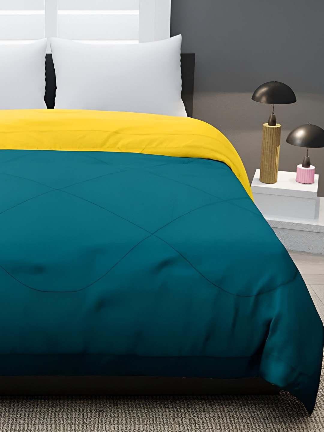 Comfowell Yellow & Blue Heavy Winter 233 GSM Double Bed Comforter