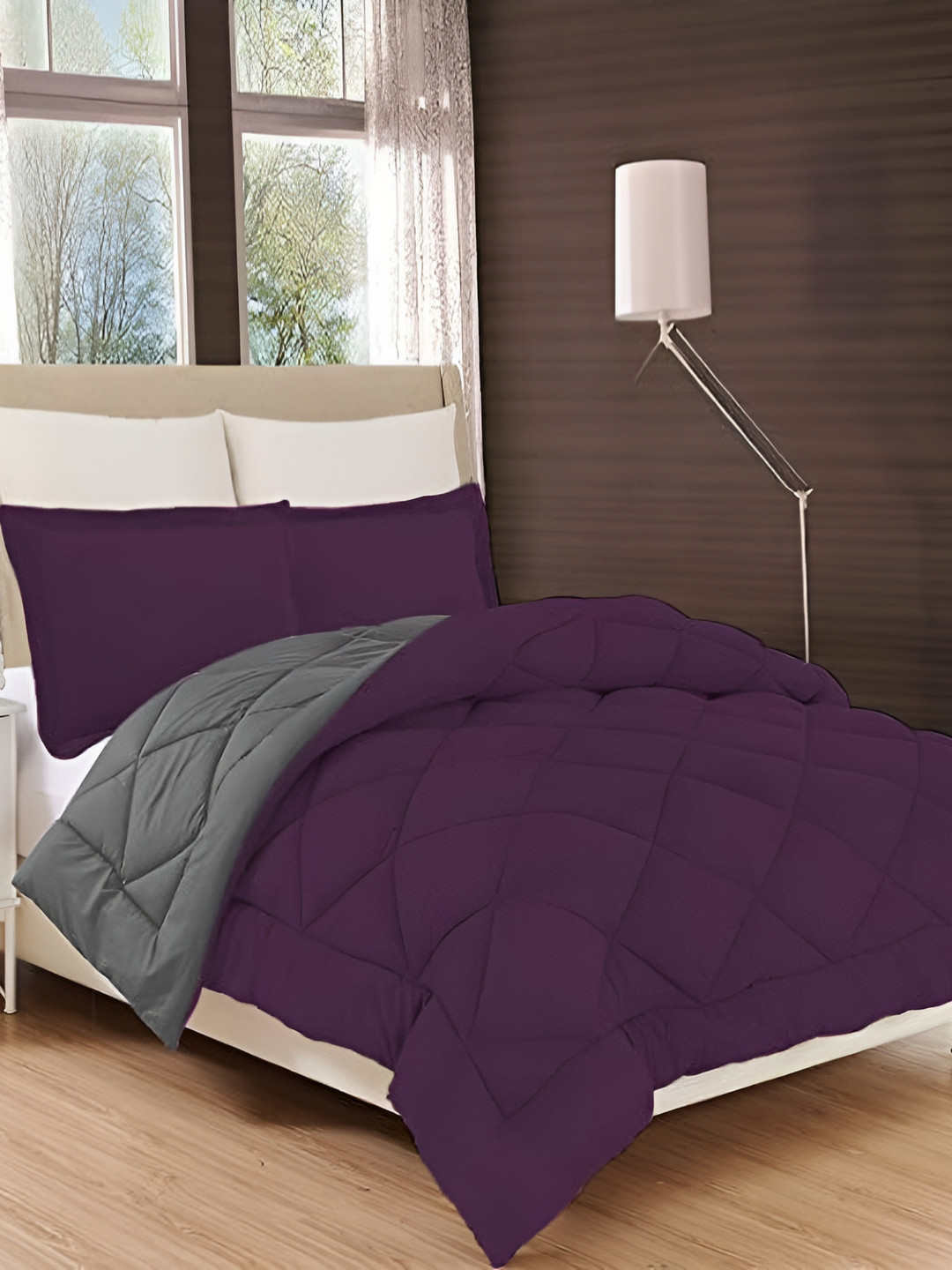 Comfowell Purple & Grey Heavy Winter 233 GSM Single Bed Comforter