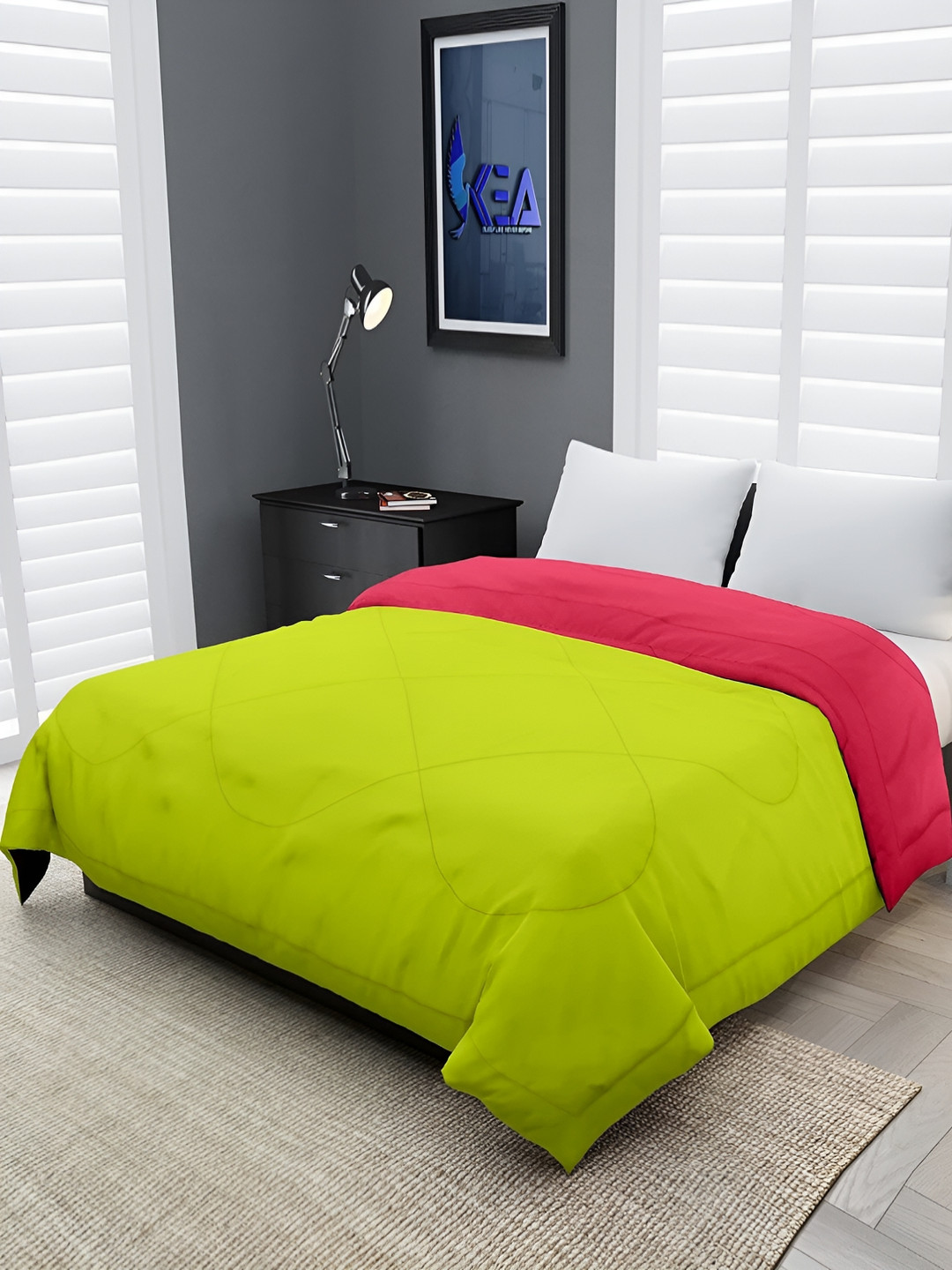 Comfowell Pink & Green Heavy Winter 233 GSM Single Bed Comforter