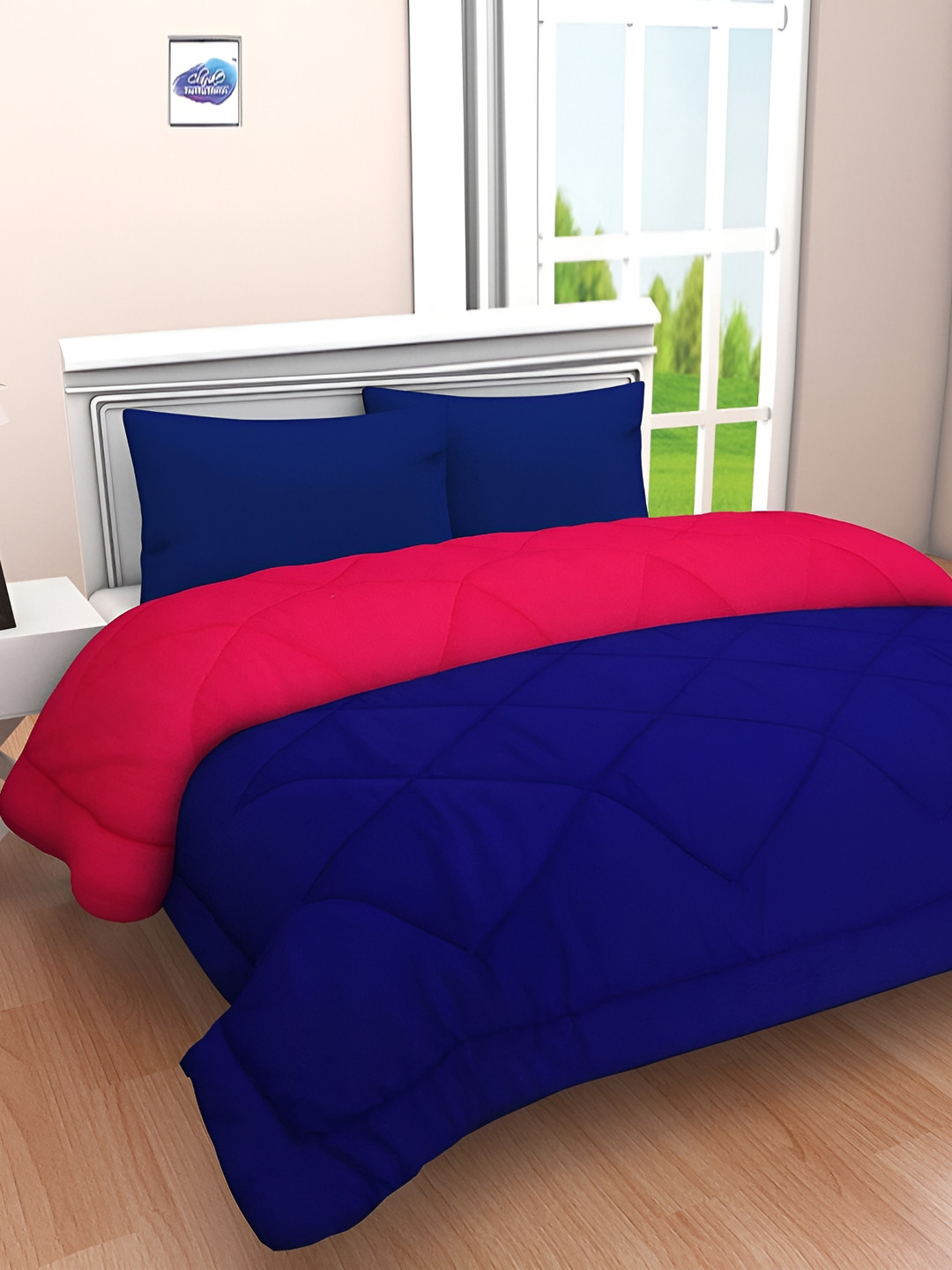 Comfowell Blue & Red Checked Heavy Winter 233 GSM Single Bed Comforter