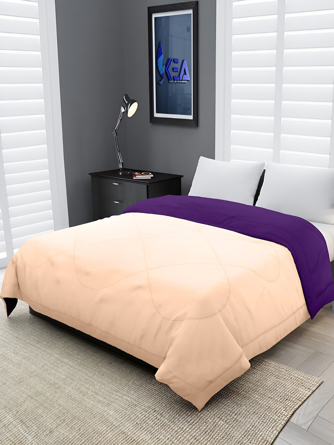 Comfowell Peach & Purple Heavy Winter 233 GSM Single Bed Comforter