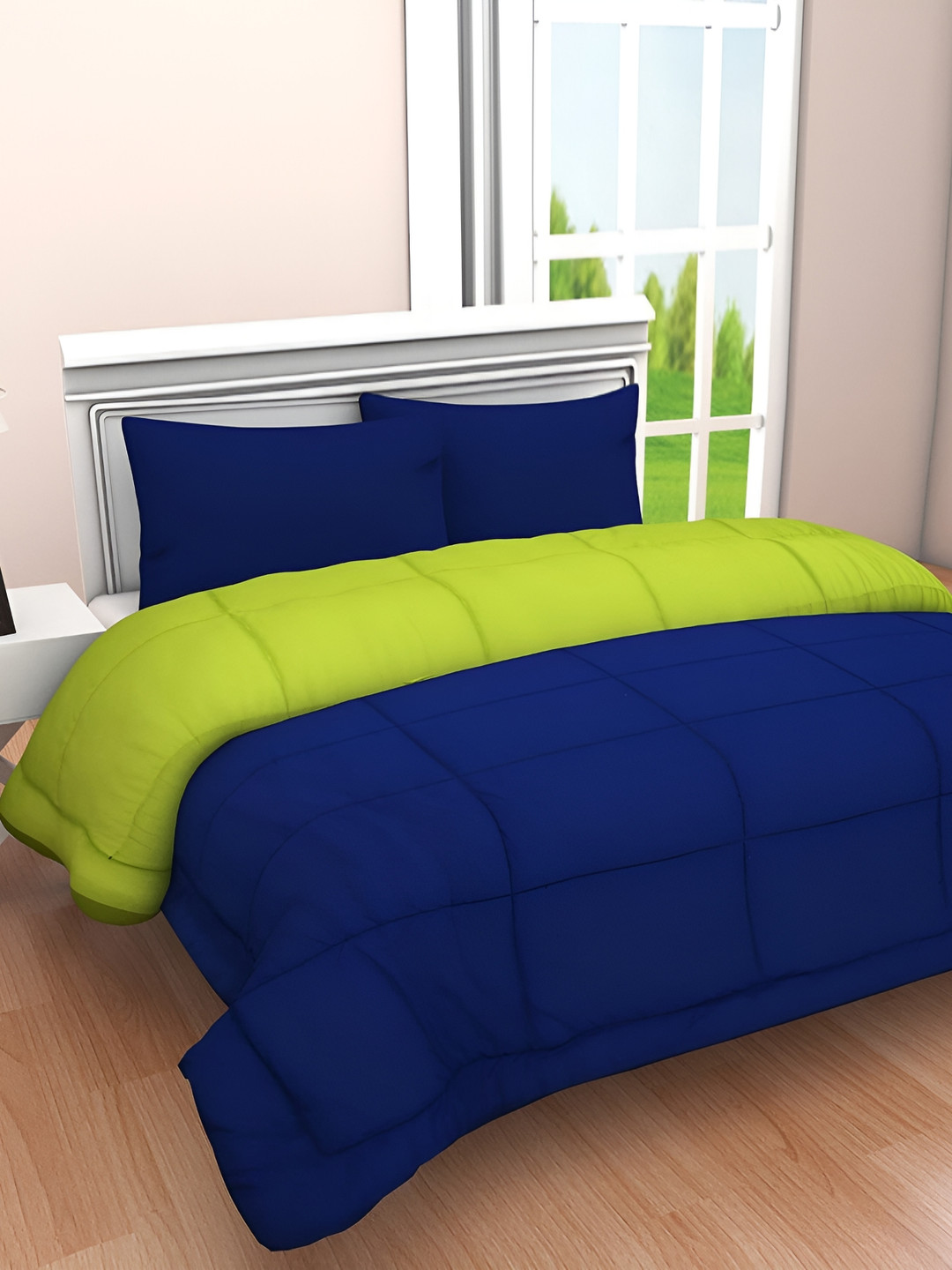 Comfowell Blue & Green Heavy Winter 233 GSM Double Bed Comforter