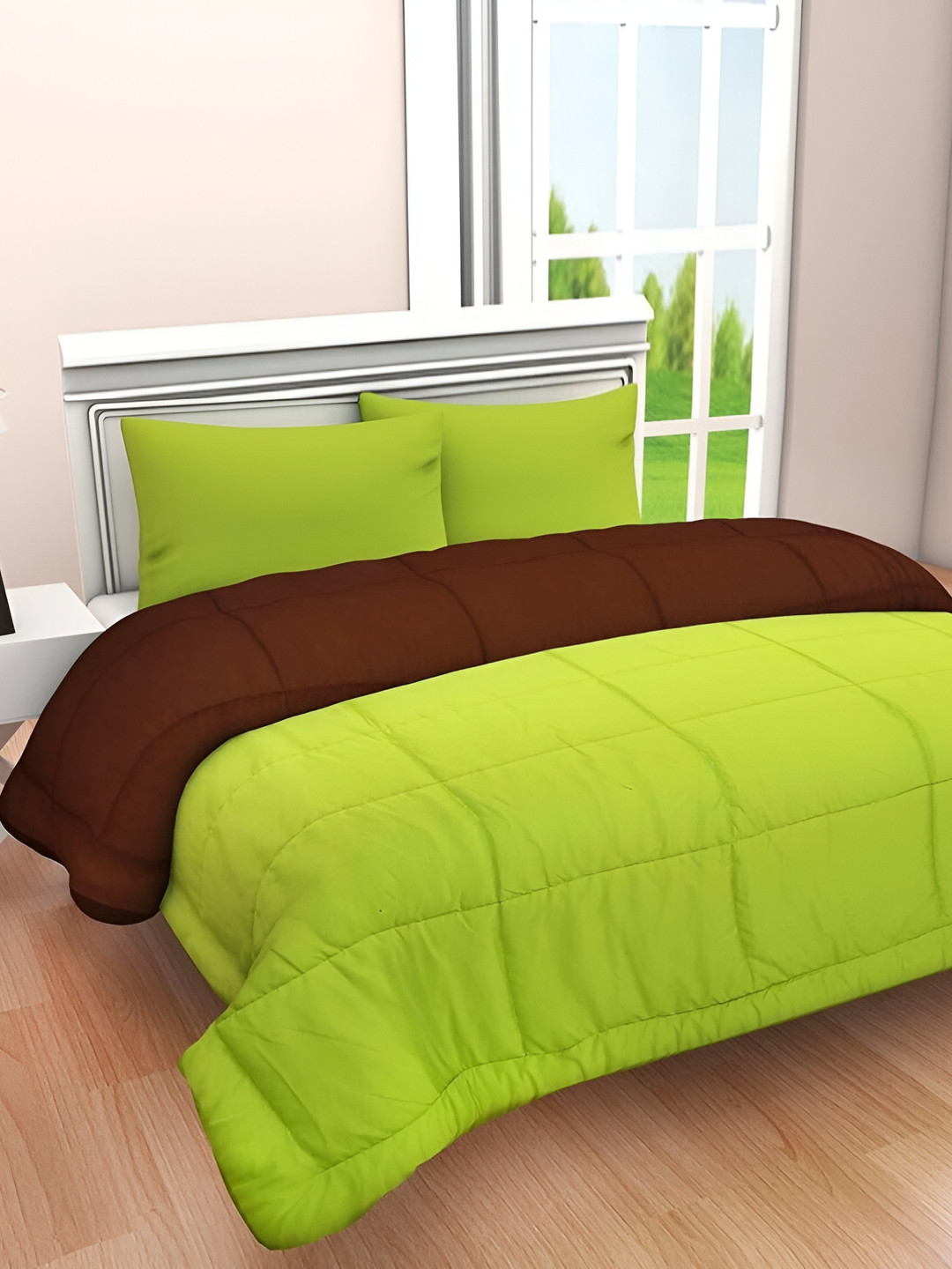 Comfowell Green & Brown Heavy Winter 233 GSM Double Bed Comforter