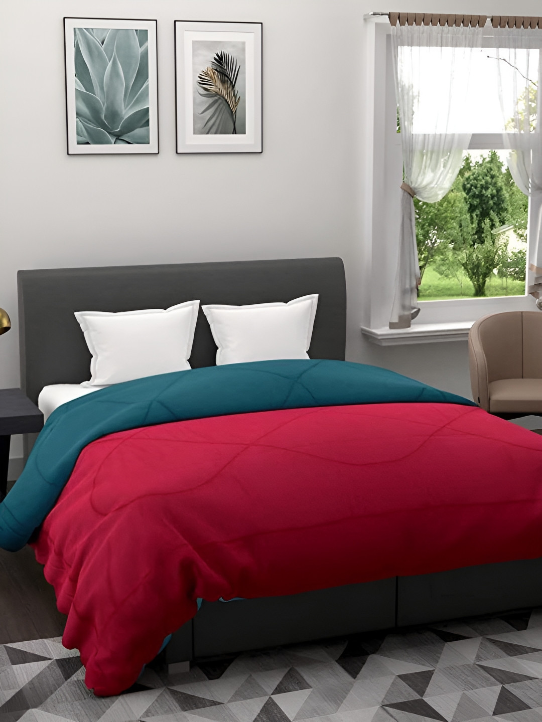 Comfowell Pink & Blue Heavy Winter 233 GSM Double Bed Comforter