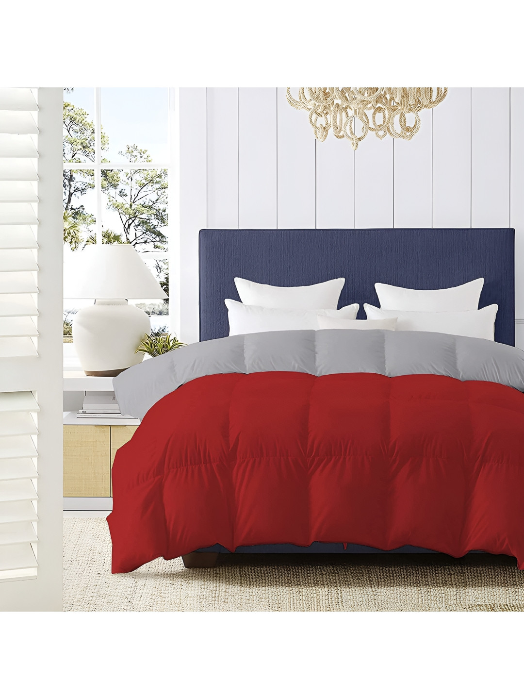 Comfowell Grey & Burgundy Geometric Heavy Winter Double Bed Comforter