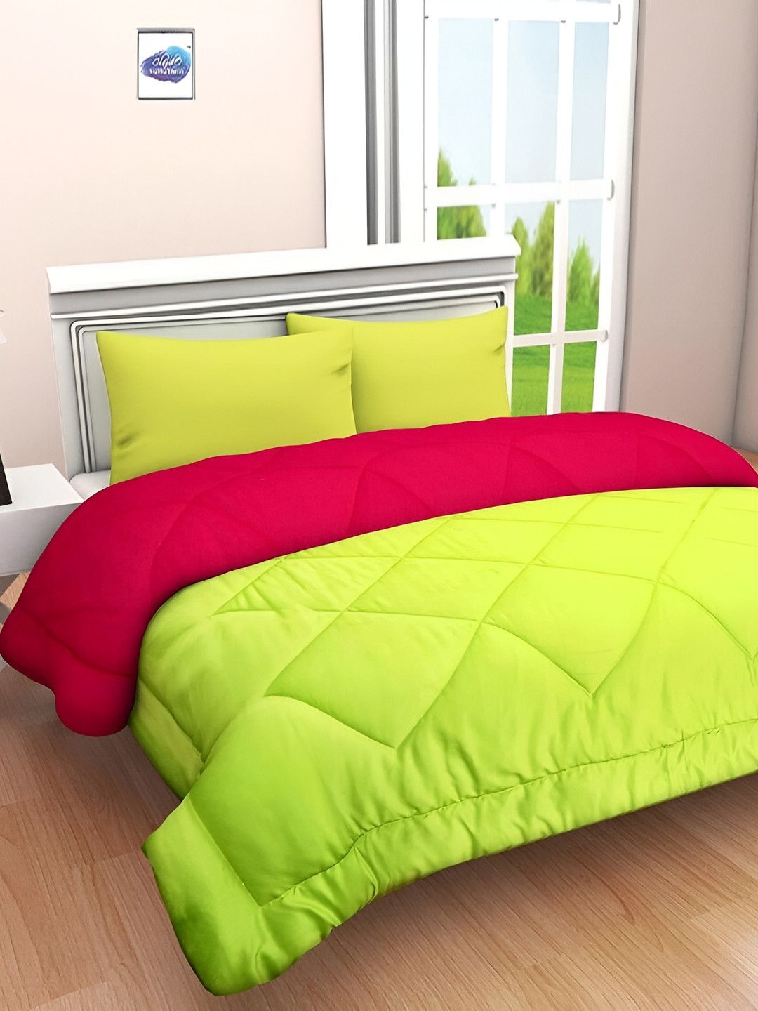 Comfowell Pink & Green Heavy Winter Single Bed Comforter