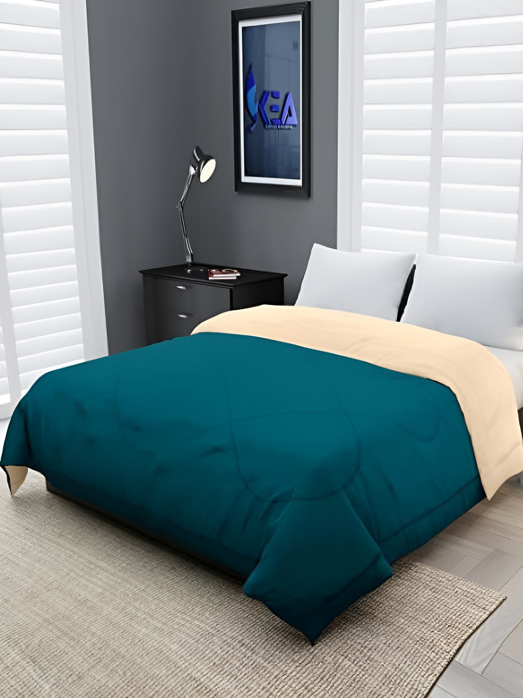 Comfowell Peach & Teal Heavy Winter 233 GSM Single Bed Comforter