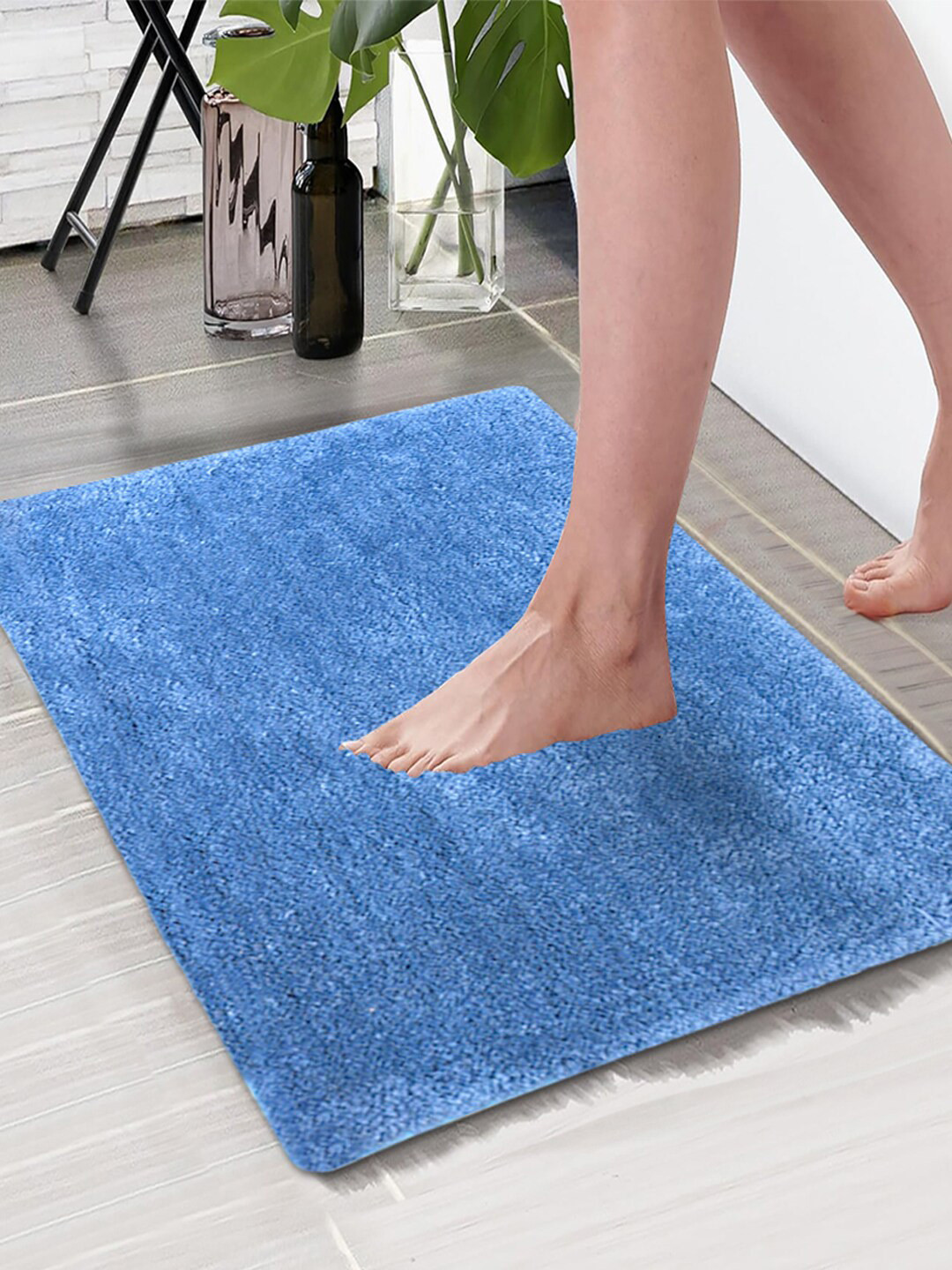 Aura Turquoise Blue Microfiber 1850 GSM Large Anti-Skid Bath Mat