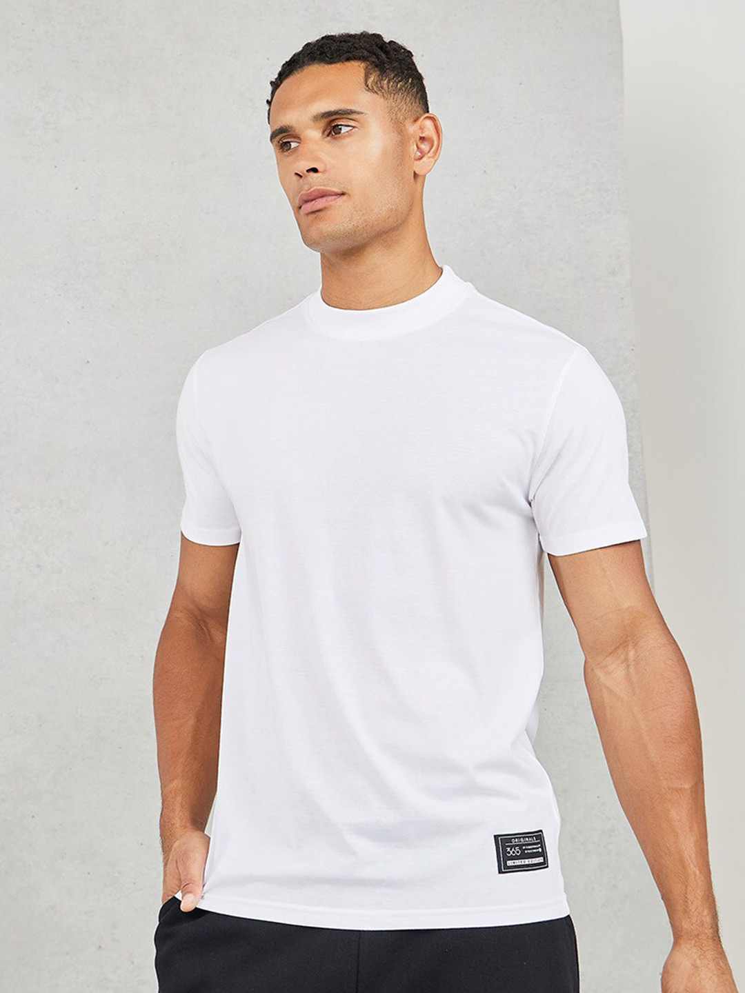Styli Mock Neck Regular Fit Badge T-Shirt