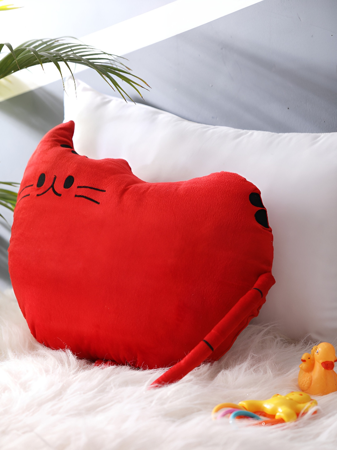 OSCAR HOME Red Solid Cotton Medium Fibre Baby Pillow-35 x 45 x 6 cm