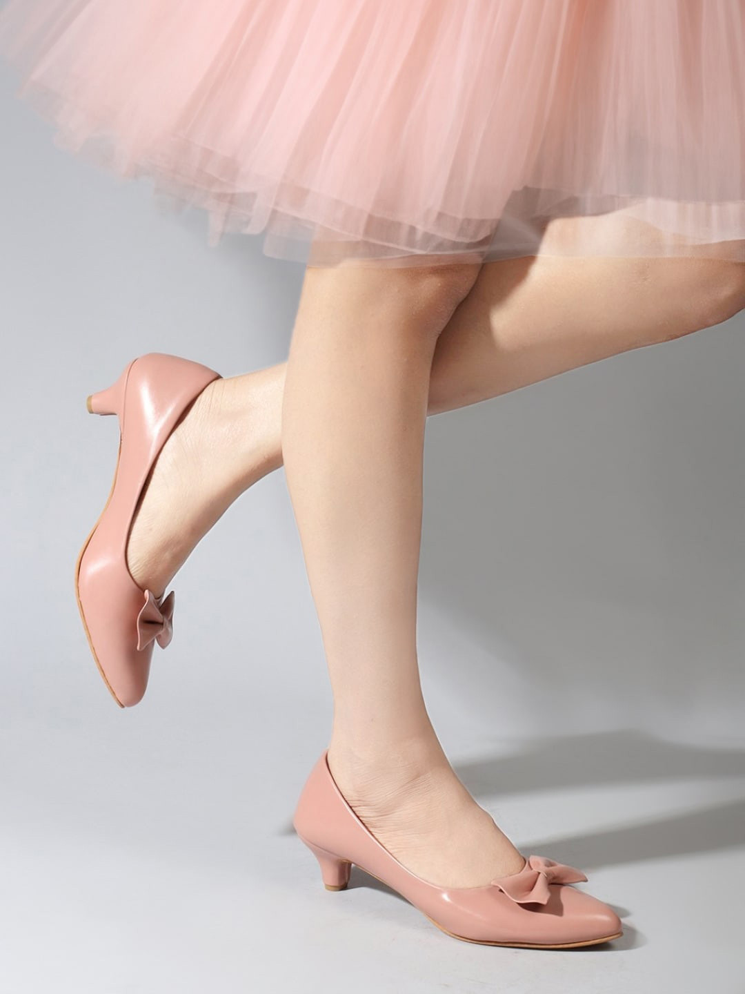 Sole Saga Bow Detail Kitten Heel Pumps