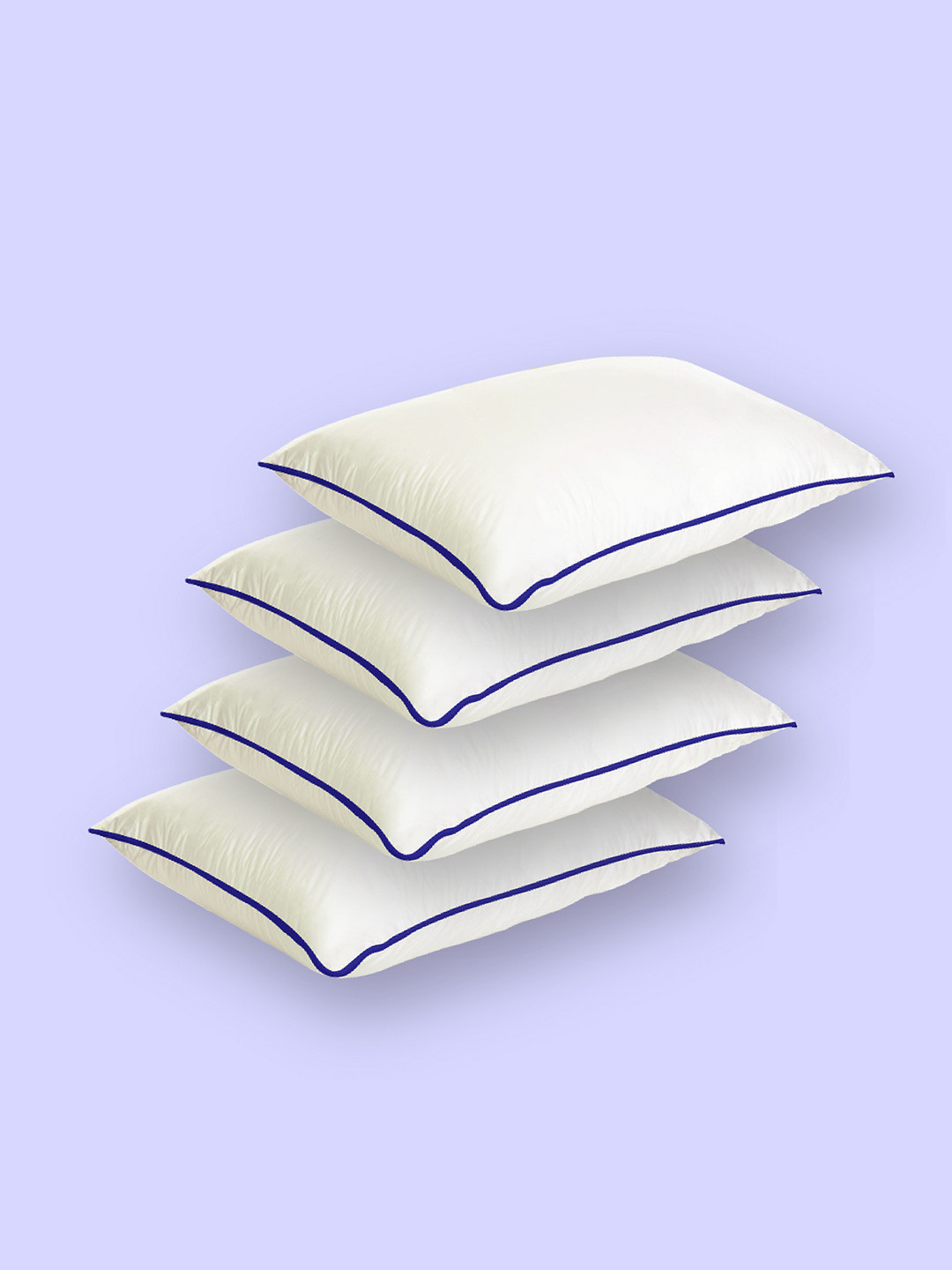 Centuary White Solid Cotton Ultra Soft Set of 4 Ultra Soft Fibre Sleep Pillow-68 x 43 x 12 cm