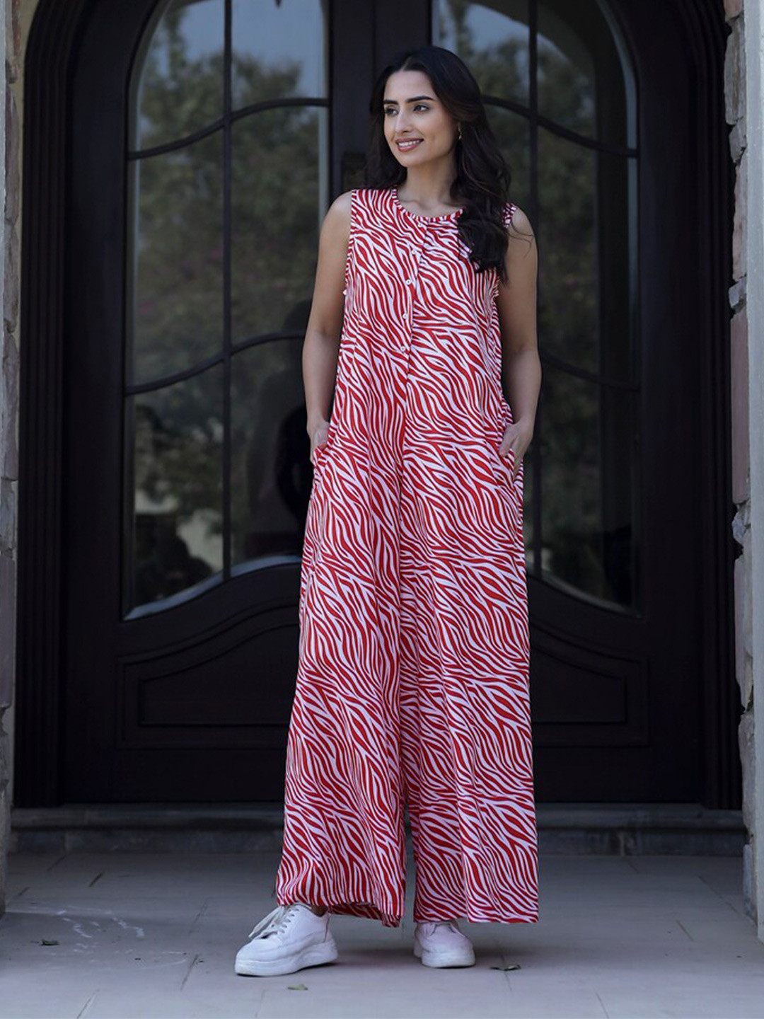 SANSKRUTIHOMES Printed Cotton Basic Jumpsuit