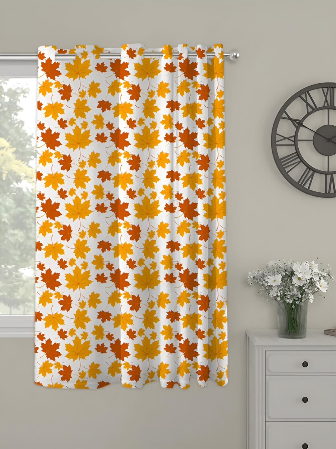 OASIS Yellow and White Floral Printed Window Curtain