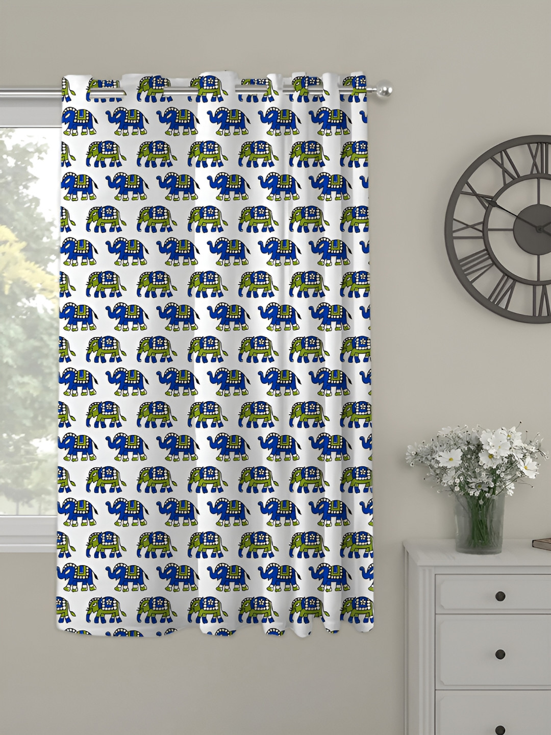 OASIS Blue and Green Printed Window Curtain