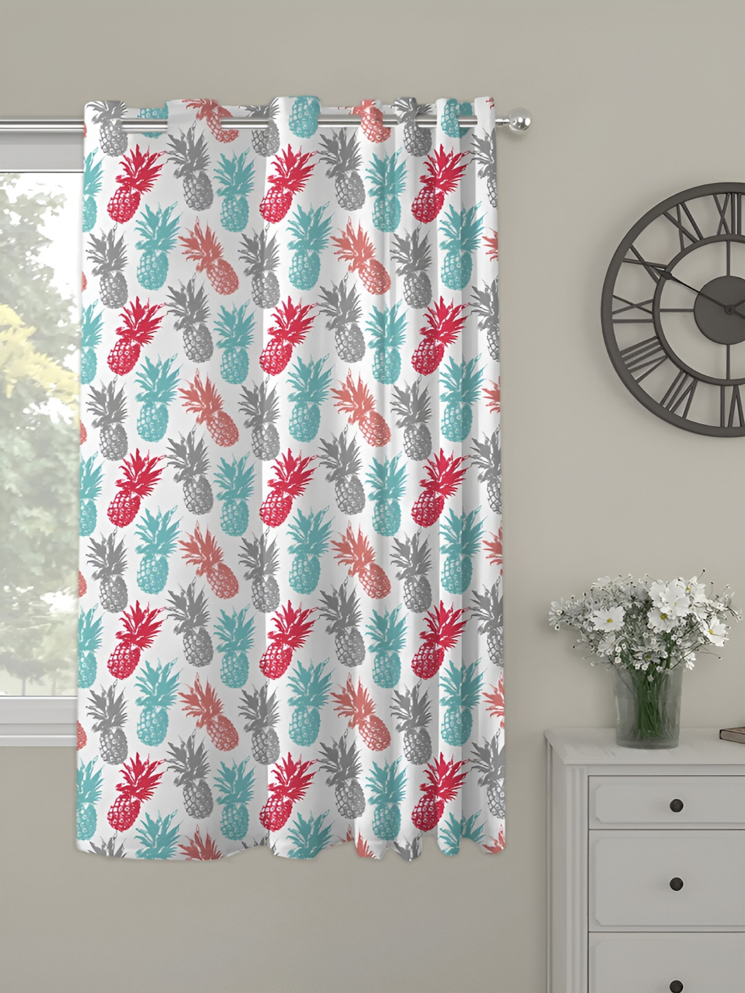 OASIS Grey and White Self Design Printed Window Curtain