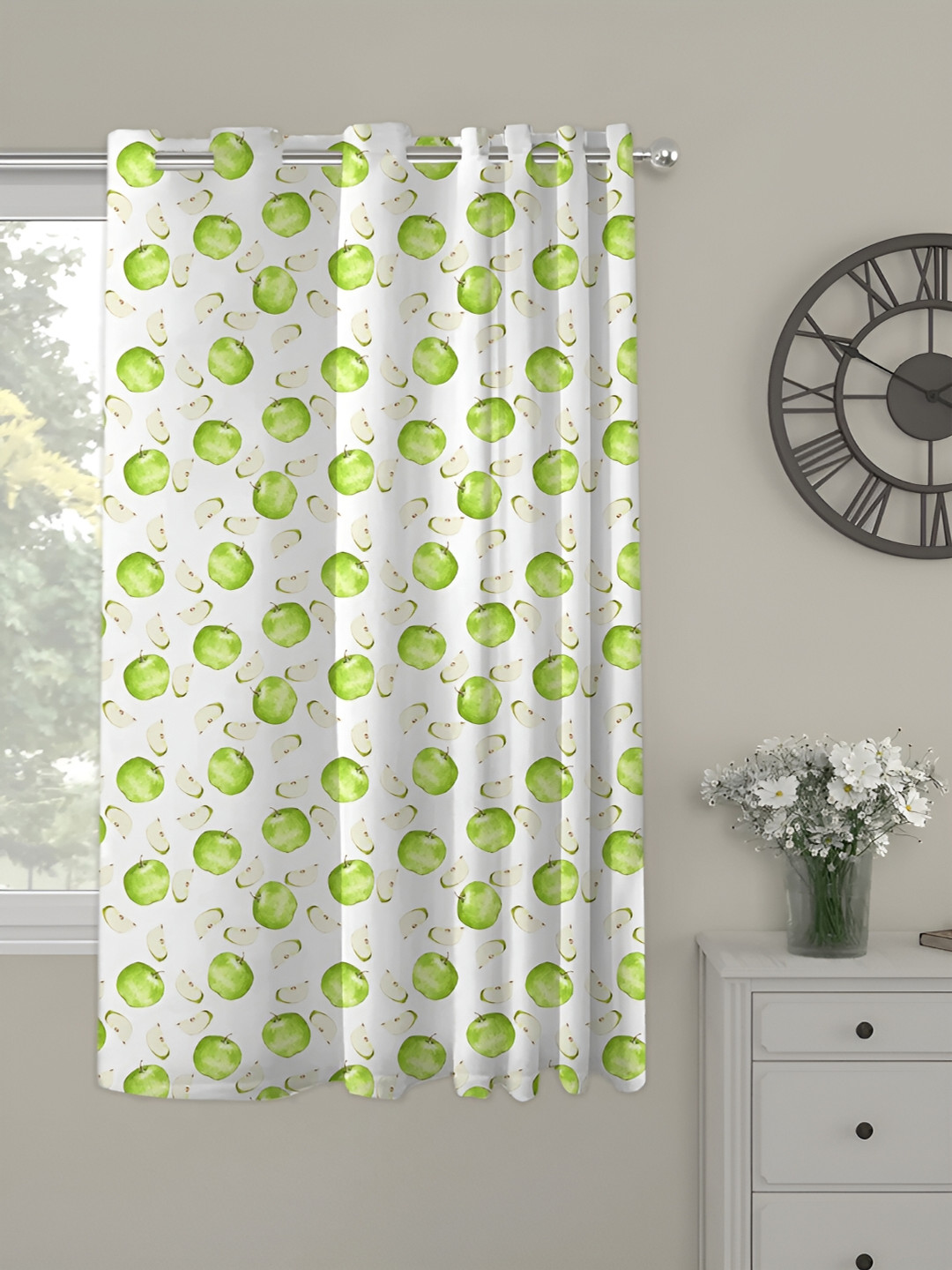 OASIS Green & White Abstract Printed Window Curtain