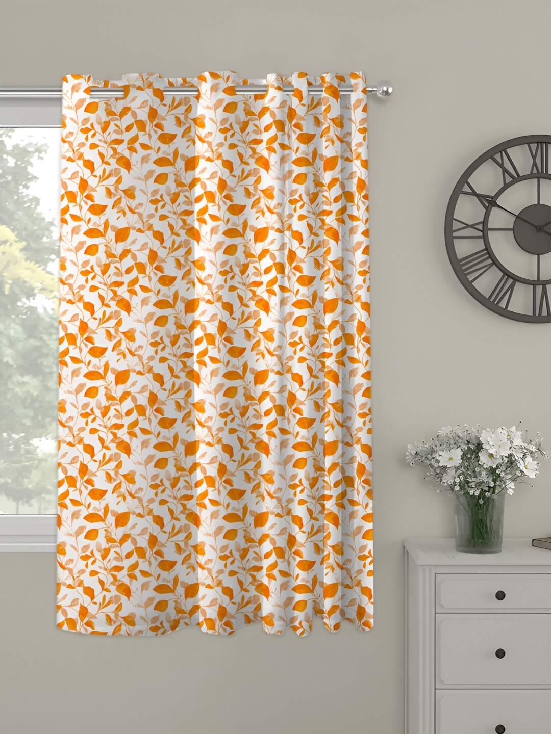 OASIS Orange Ethnic Motifs Printed Window Curtain