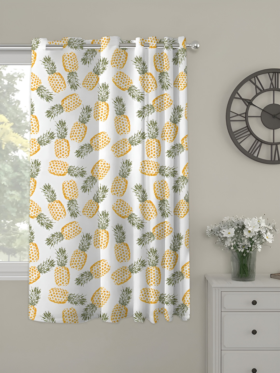 OASIS Orange & White Ethnic Motifs Printed Window Curtain