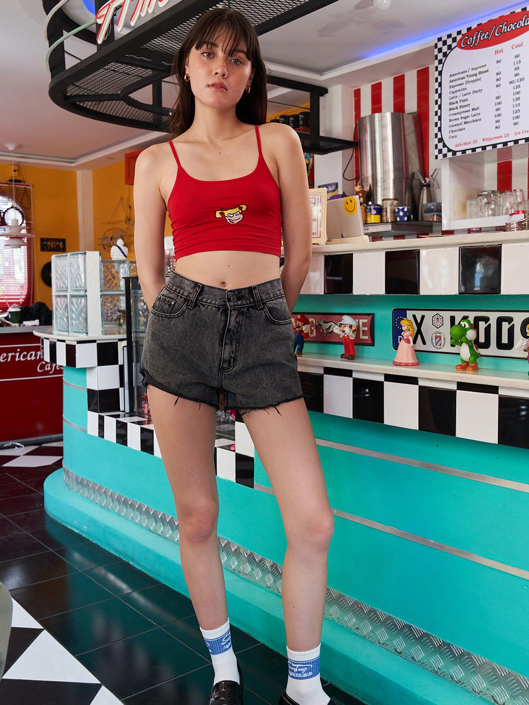 Bonkers Corner Red Graphic Cotton Tank Crop Top