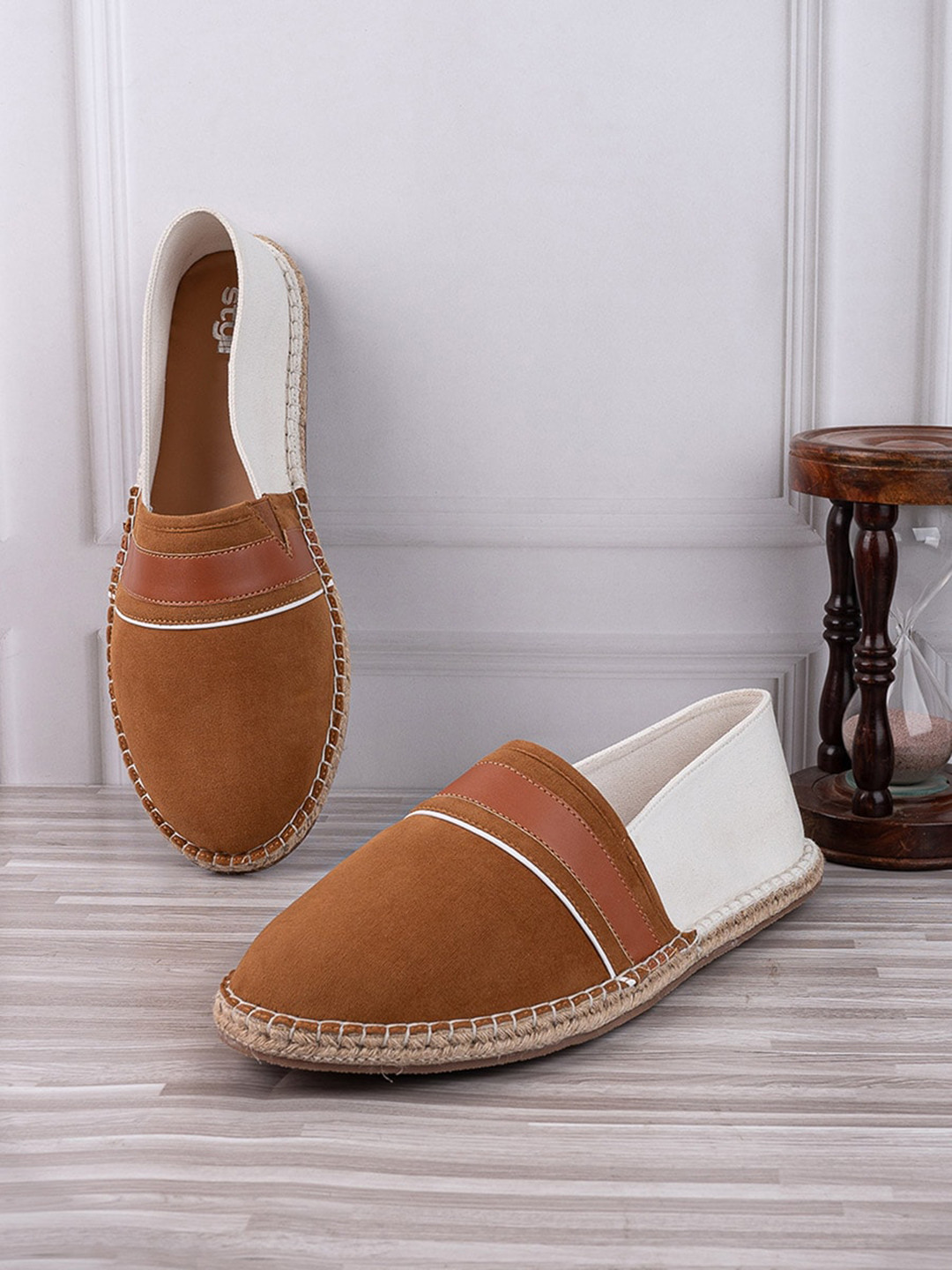 Styli Men Faux Suede Contrast Color Espadrille