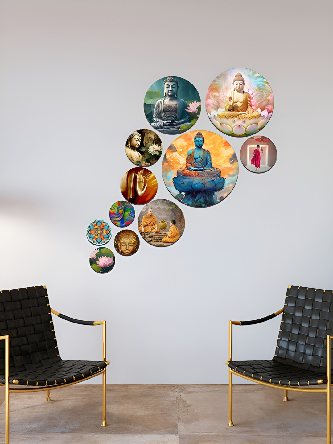 ArtVibes Wall Hanging Decoration Wood Glossy Sticking 11Pcs Spiritual Wall Decor-25.6In