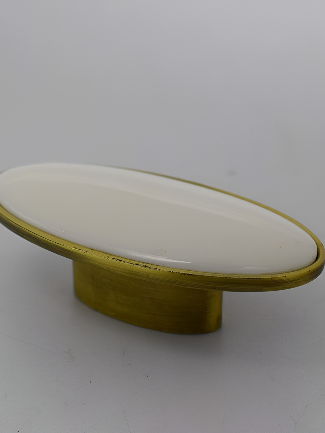 Rab White & Gold-Toned Glossy Finish Drawer Handle
