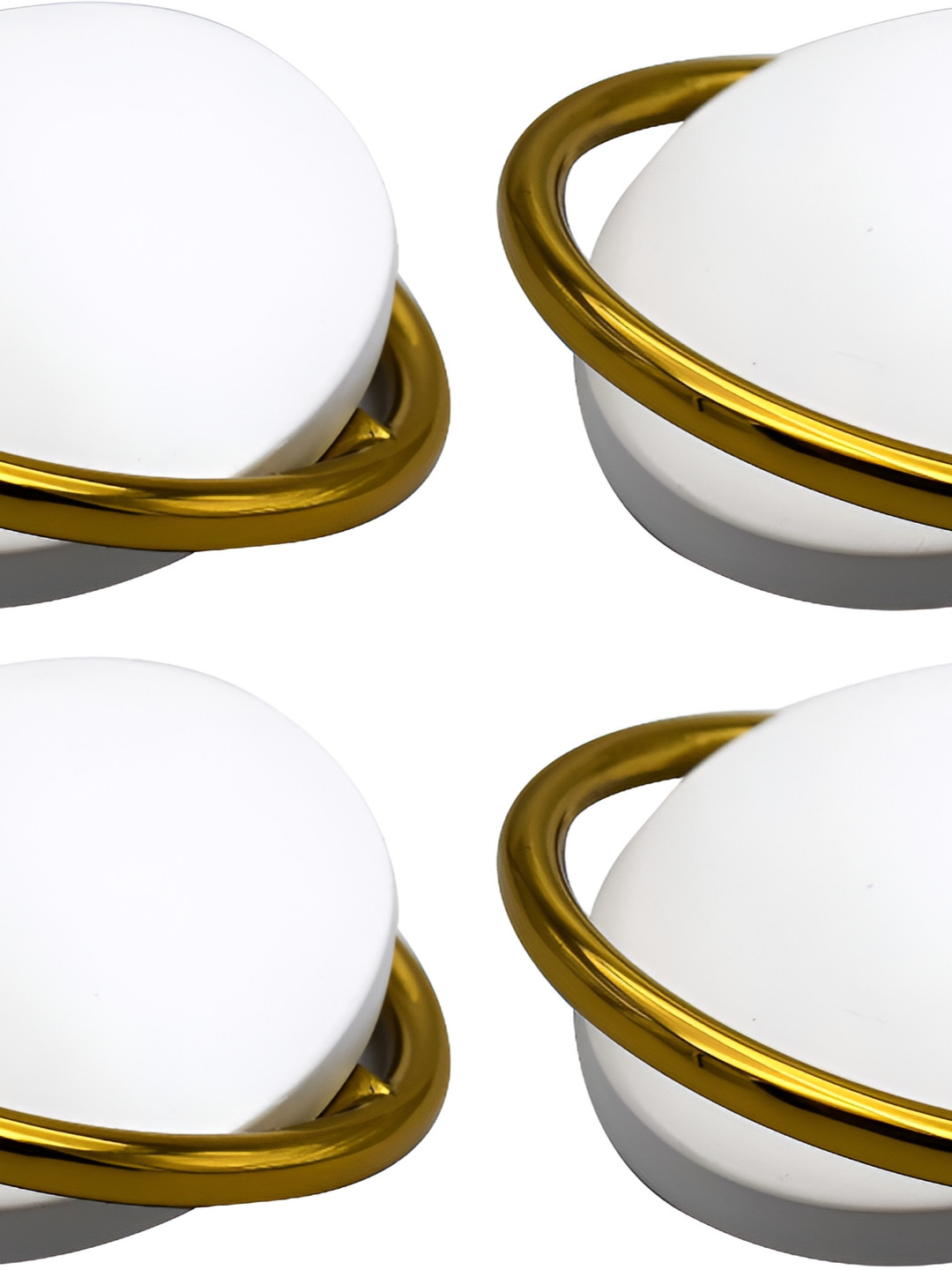 Rab White & Gold Toned 4 Pieces Glossy Finish Drawer Handle