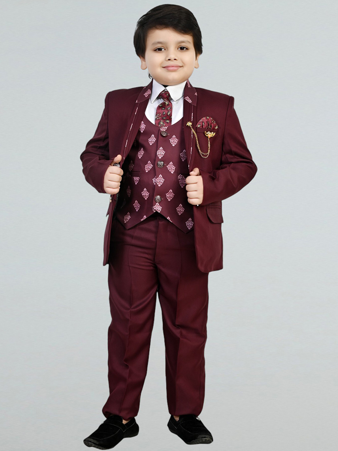 BT DEZINES Boys Printed 5-Pcs Party Suit