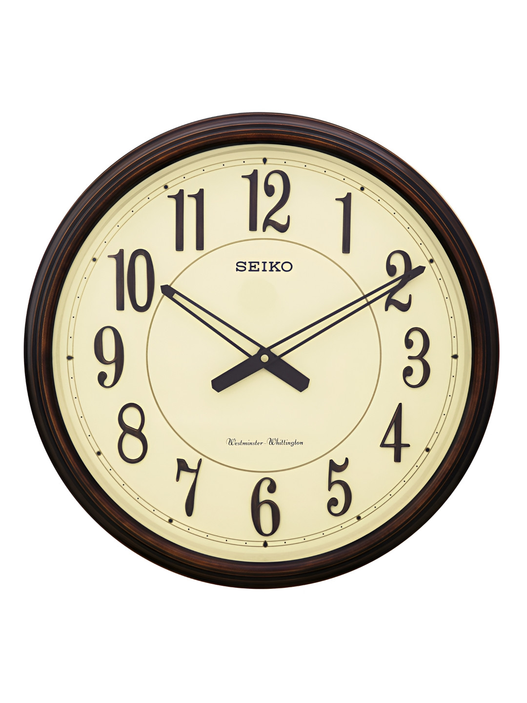 SEIKO Brown & Beige Contemporary Round Wall Clock
