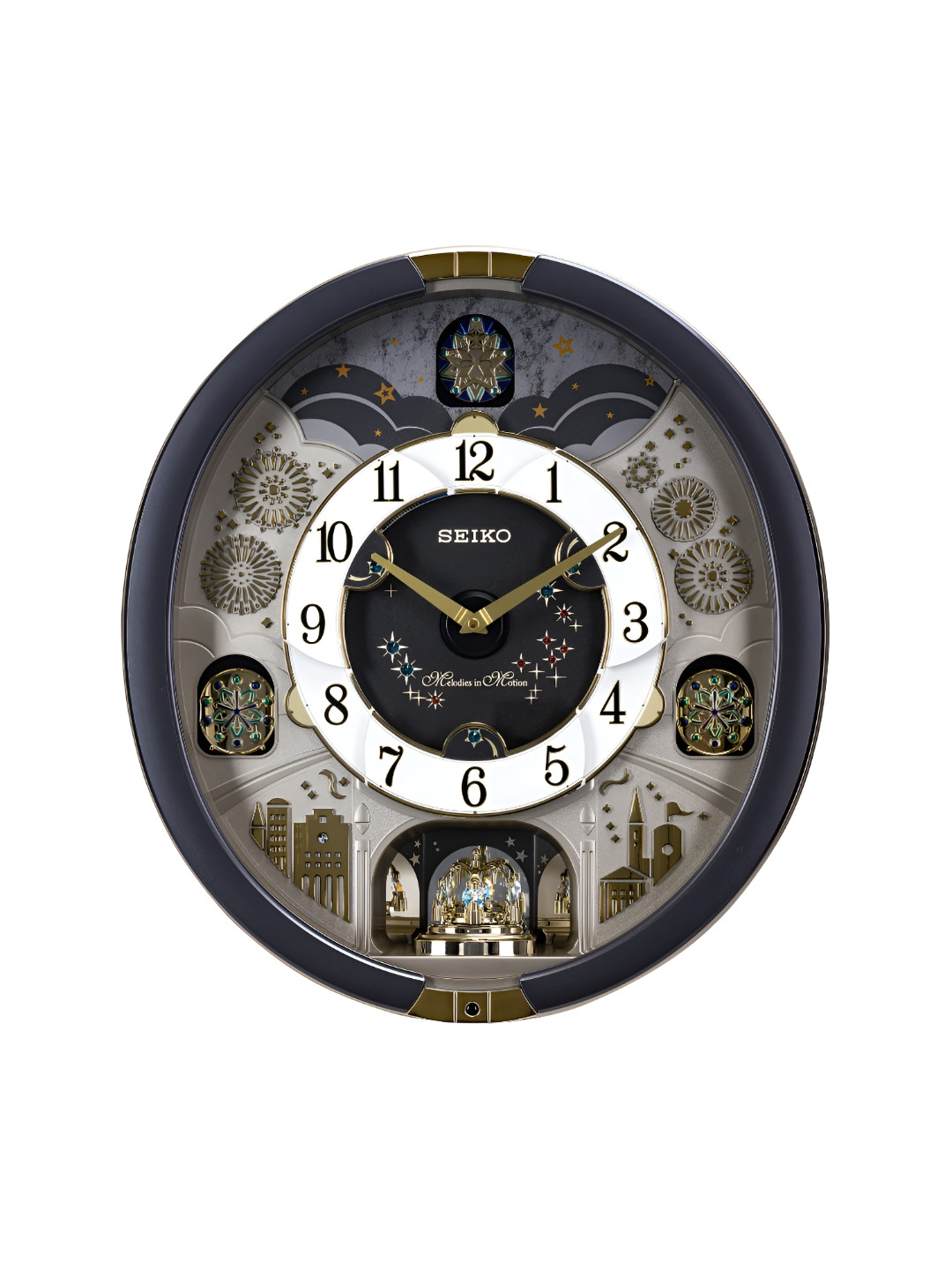 SEIKO Grey & Brown Printed Traditional Wall Clock