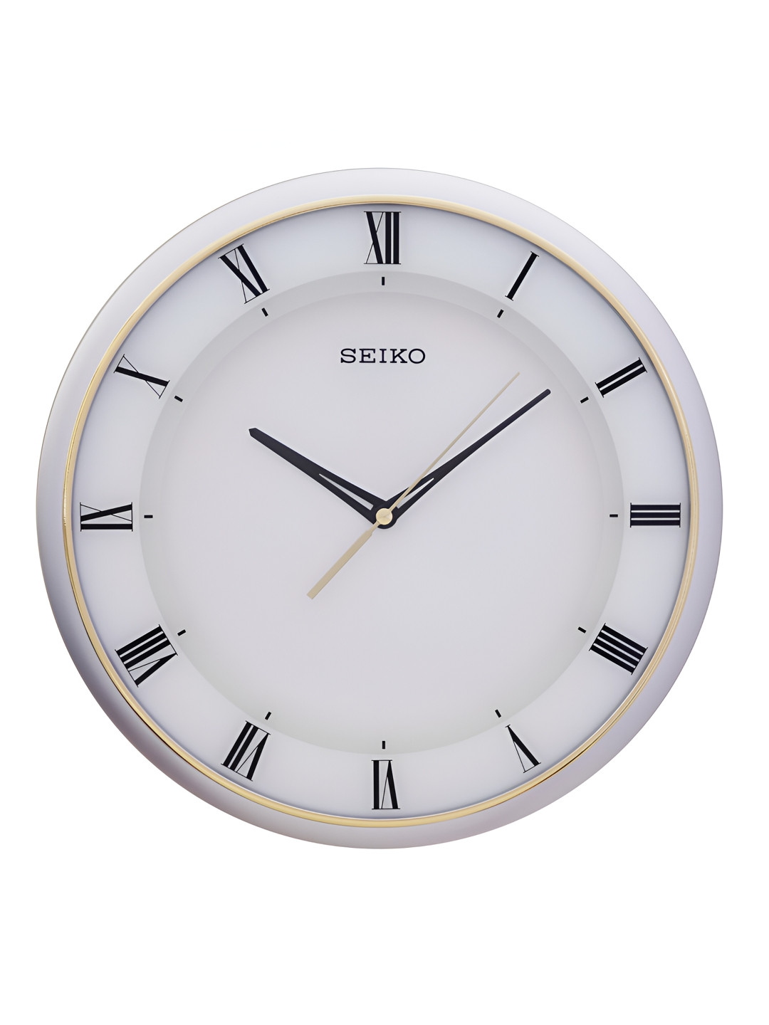 SEIKO Silver Toned & Black Contemporary Round Wall Clock