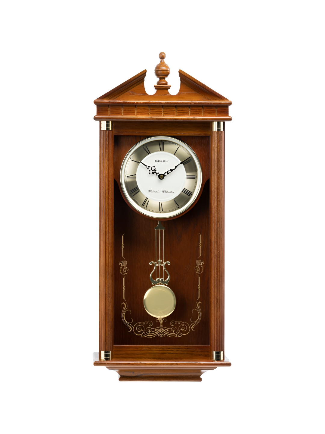 SEIKO Brown Textured Abstract Shaped Traditional Wall Clock
