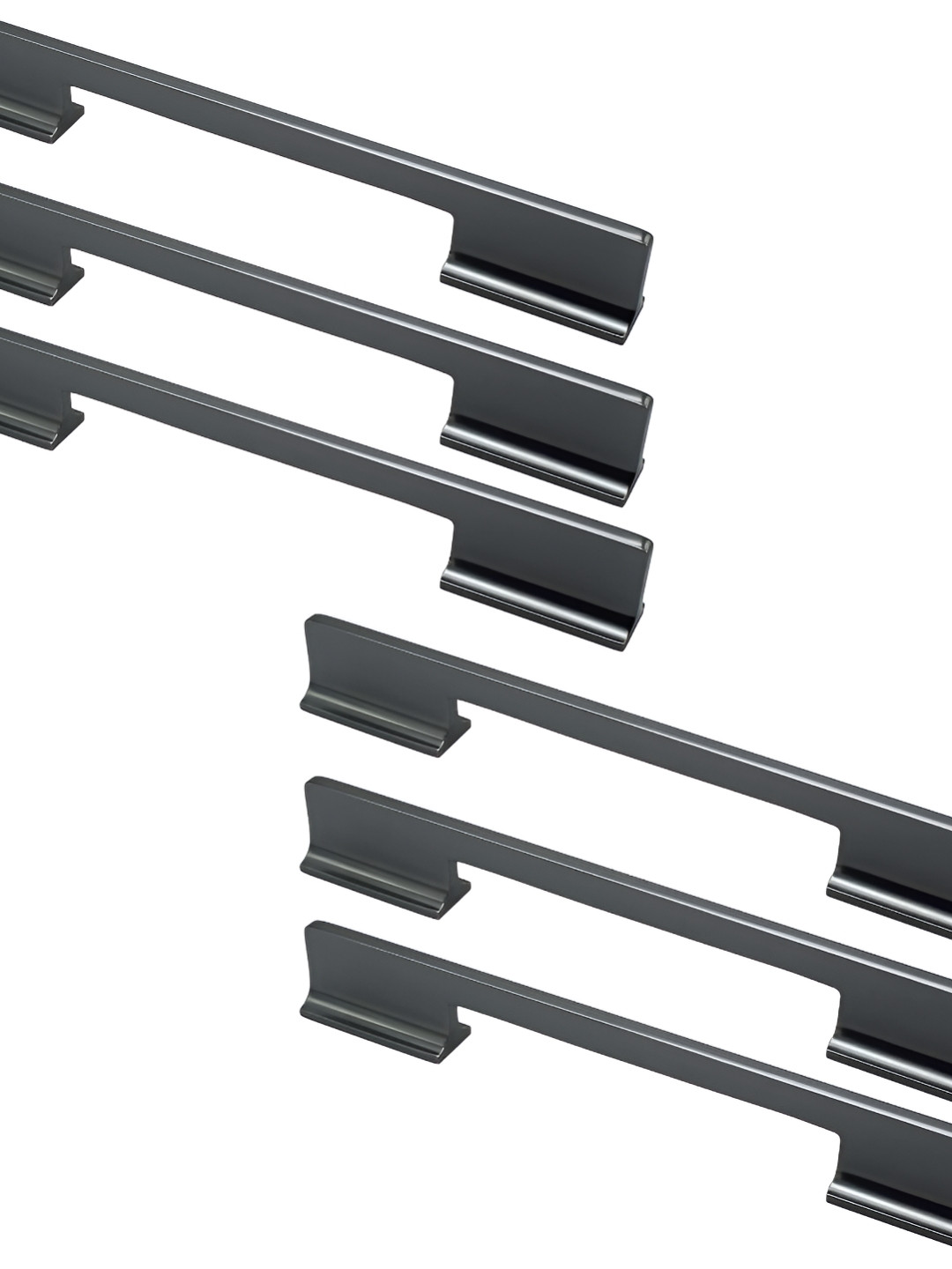 Rab 6-Pcs Grey Glossy Finish Drawer Handle