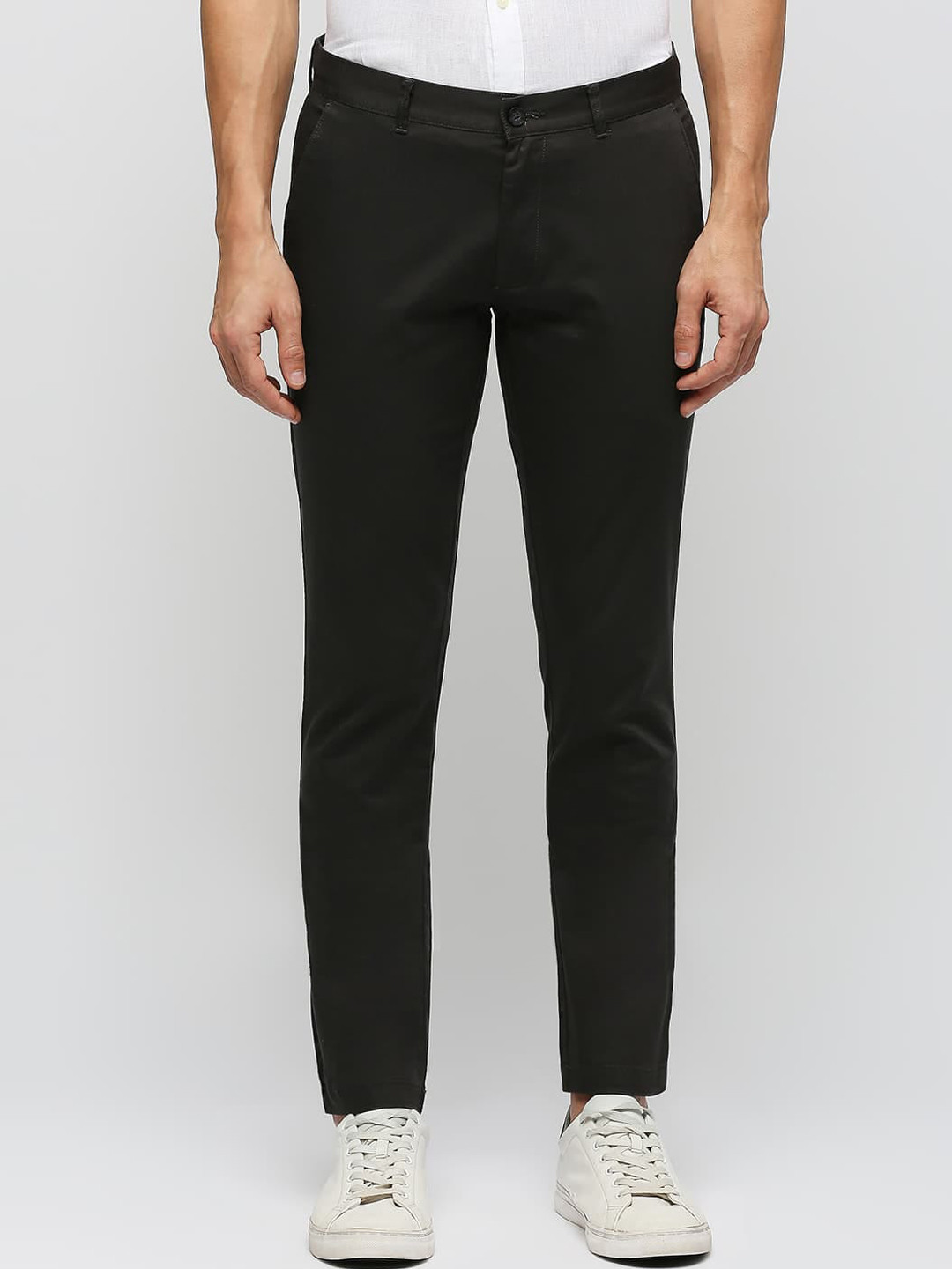 Basics Men Tapered Fit Dobby Weave Cotton Chinos Trousers