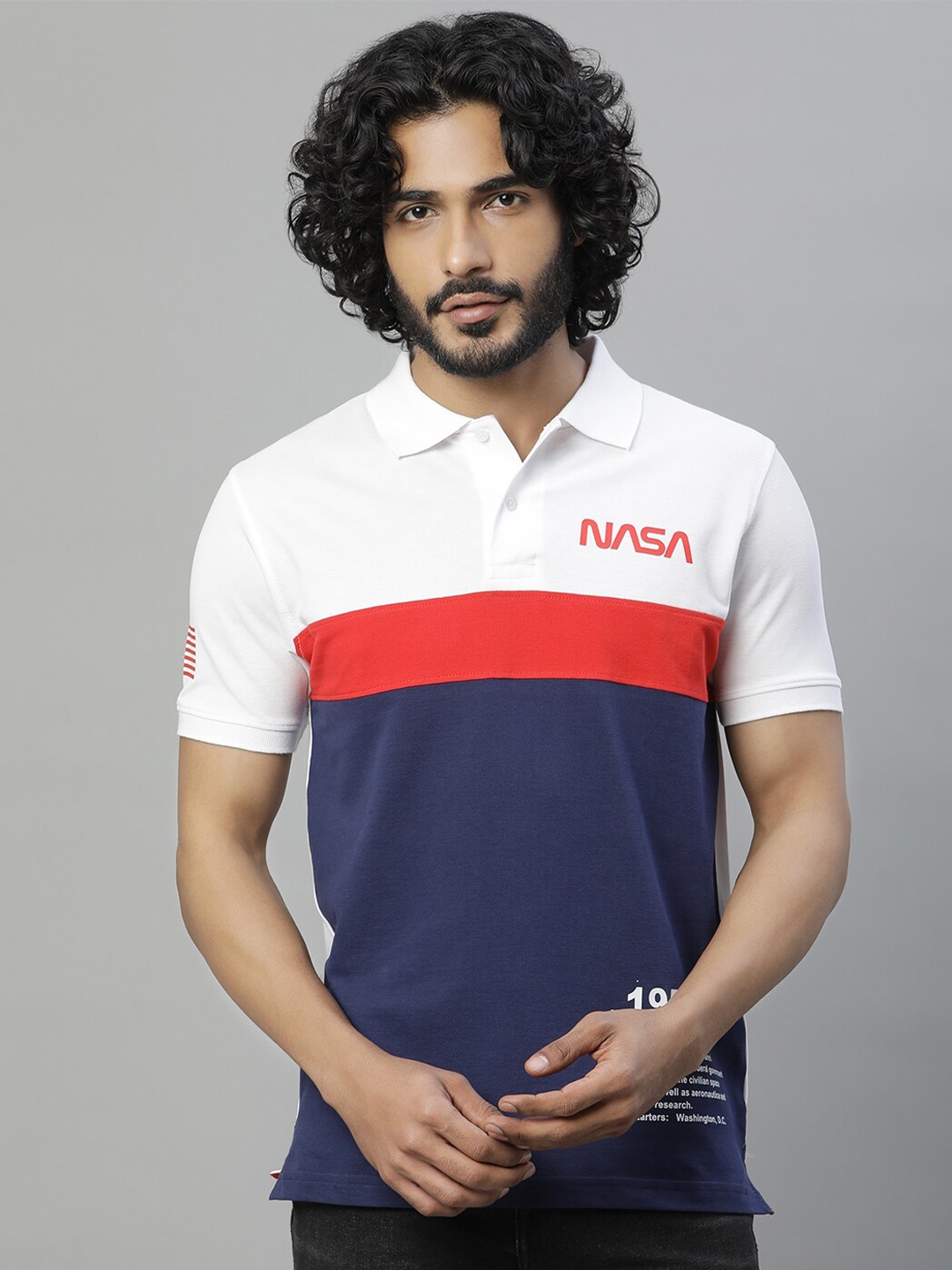 Buy Free Authority Typography Nasa Printed Polo Collar Pure Cotton T shirt Tshirts for Men 28297118 Myntra