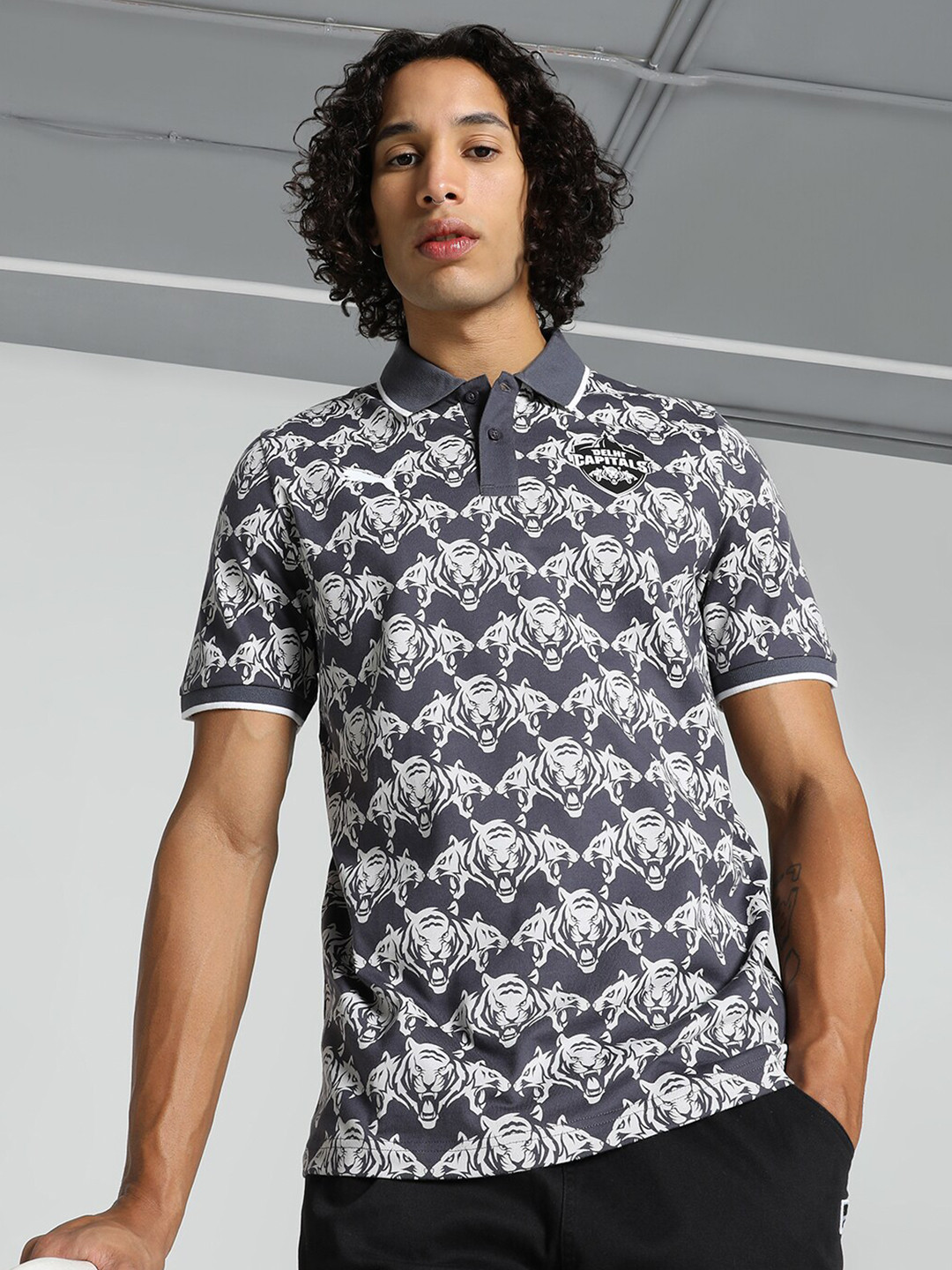 Puma x DC Men Printed Slim Fit Cricket Polo