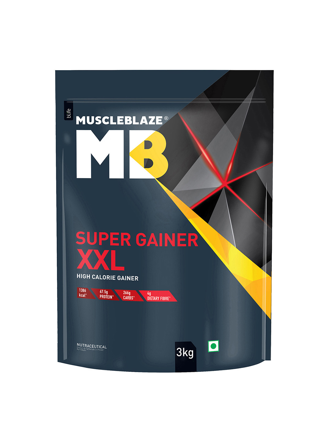 MuscleBlaze Cookies & Cream Flavoured Super Gainer XXL High Calorie Powder - 3 Kg