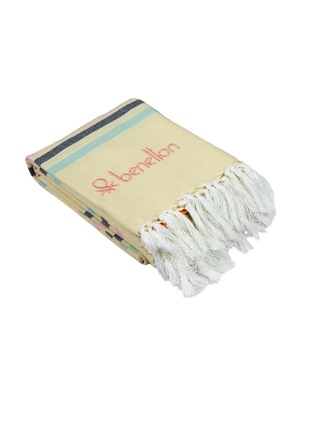 United Colors of Benetton Yellow Striped 260 GSM Bamboo Bath Towel