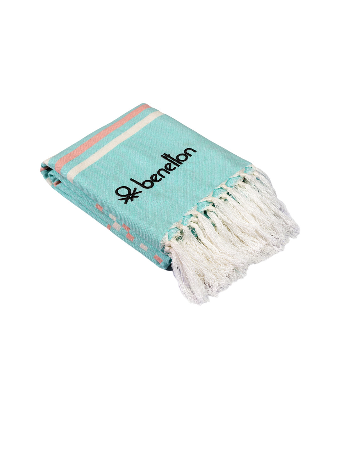 United Colors of Benetton Blue Striped 260 GSM Bamboo Bath Towel