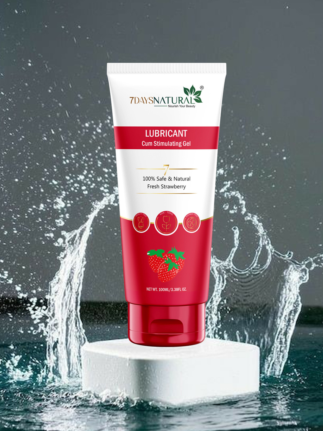 7DAYSNATURAL Natural Fresh Strawberry Water-Based Lubricant Cum Stimulating Gel - 100 ml