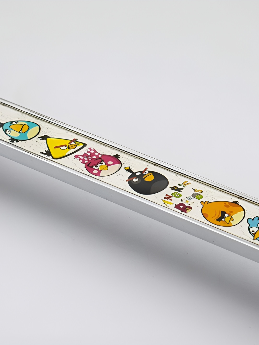 Rab Silver Toned & White Angry Bird Printed Glossy Finish Anti Tarnish Drawer Handle