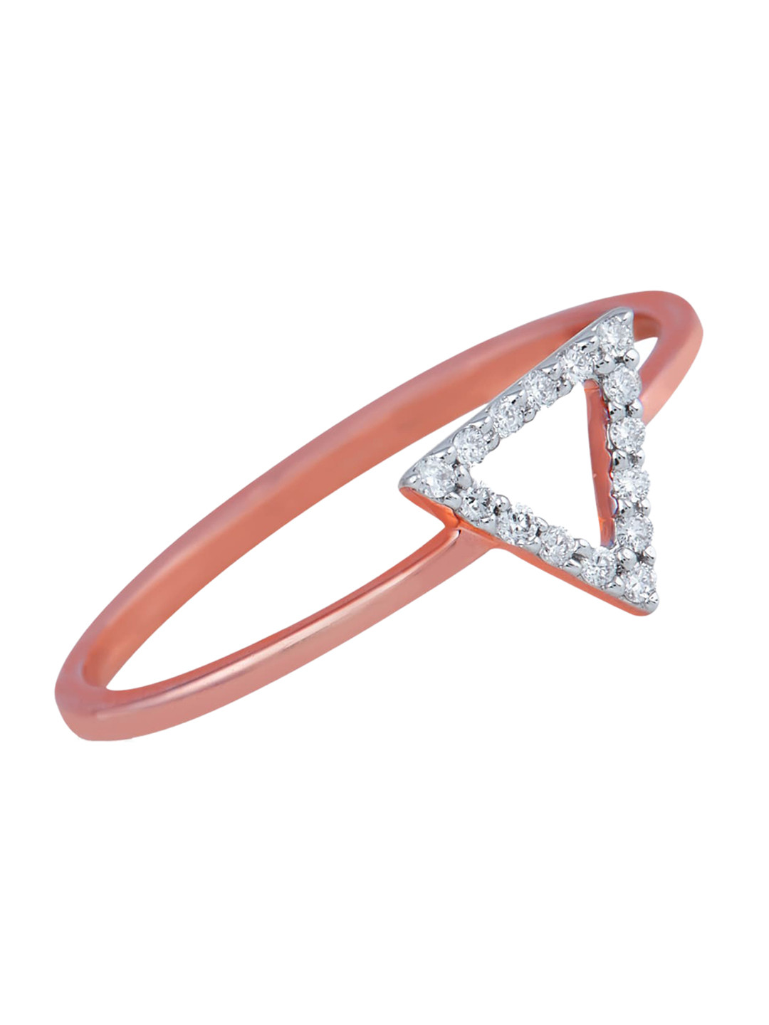 BHIMA Jewels 18K Hallmark 750 Purity Rose Gold Triangle Diamond Ring