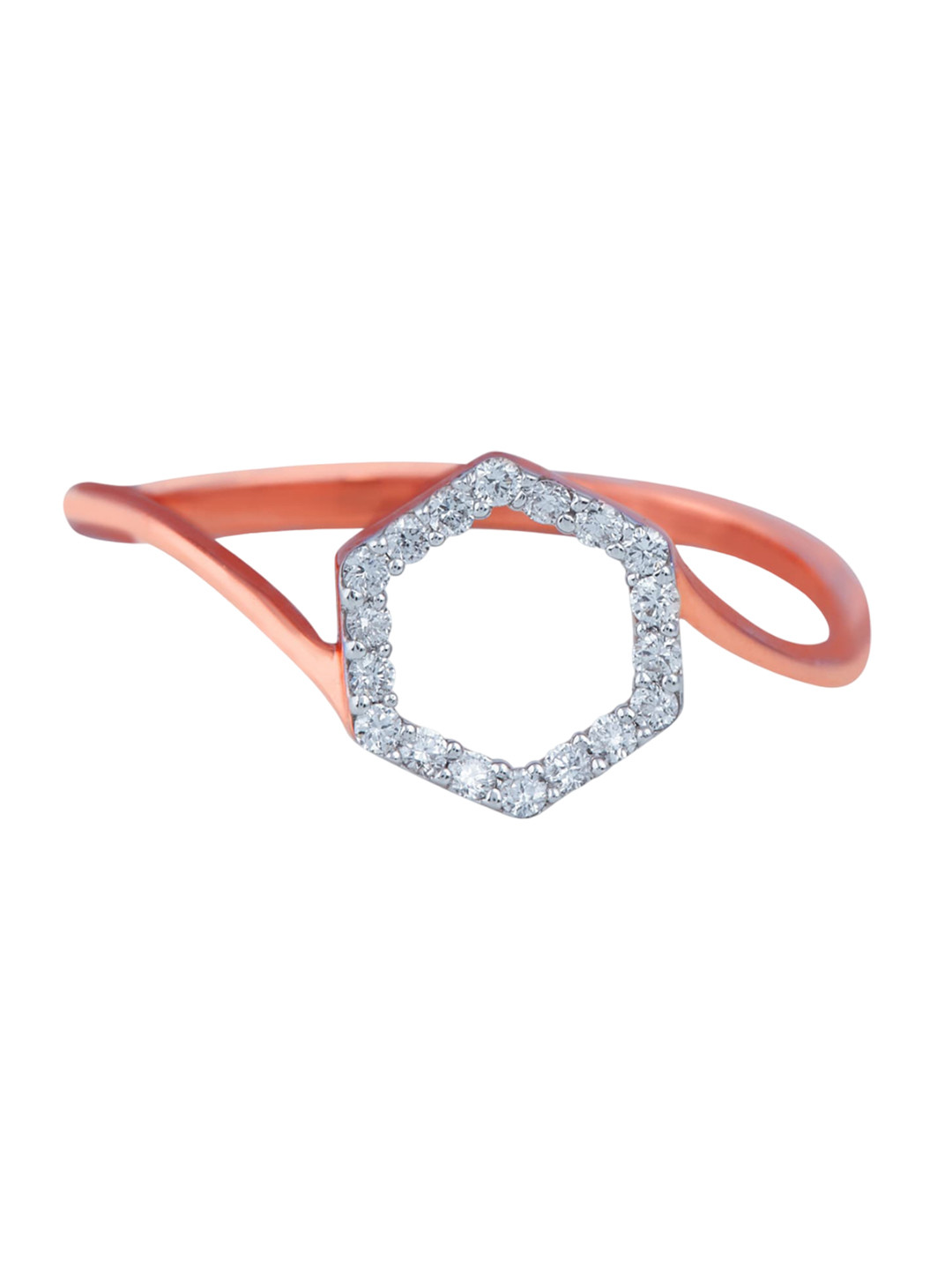 BHIMA Jewels 18K Hallmark 750 Purity Rose Gold Hexagon Diamond Ring