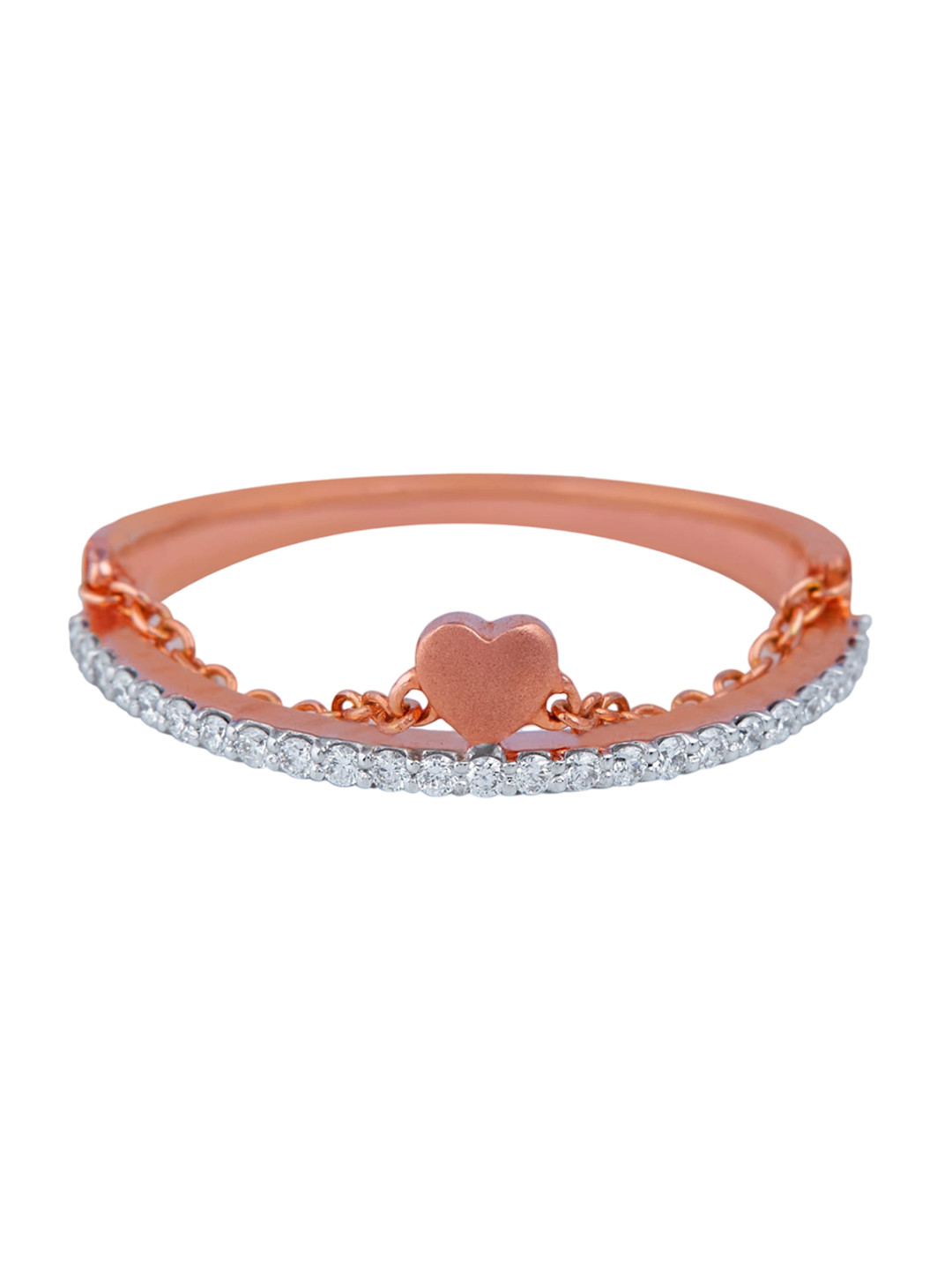 BHIMA Jewels 18K Hallmark 750 Purity Rose Gold Chain Diamond Ring