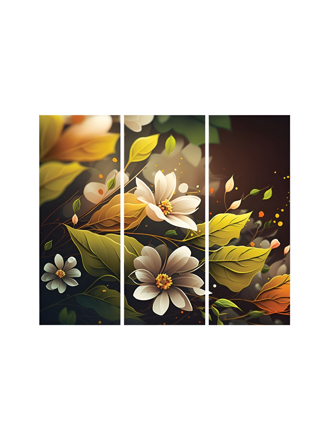 RANDOM Black & Green 3 Pieces Canvas Floral and Botanical Painting Wall Art